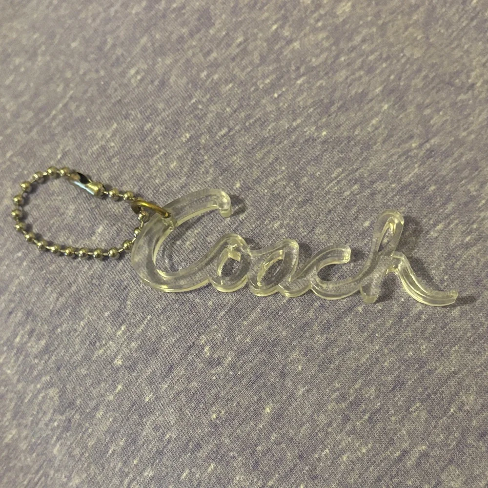 Coach Clear Script Keychain - Transparent with Silver Chain